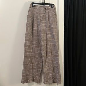 Shein Brown Plaid Trouser Pants with Asymmetrical Button — Size: S (4)
